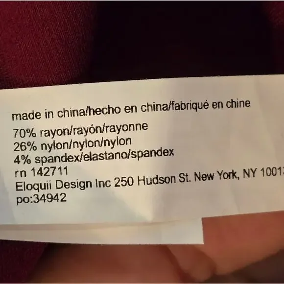 Eloqii Colorblock Column Skirt Burgundy and Pink Career midi Plus Size 20‎ New! - Picture 7 of 11